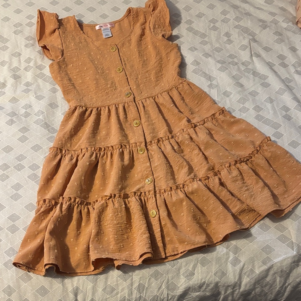 Peach Tiered Kids Dress